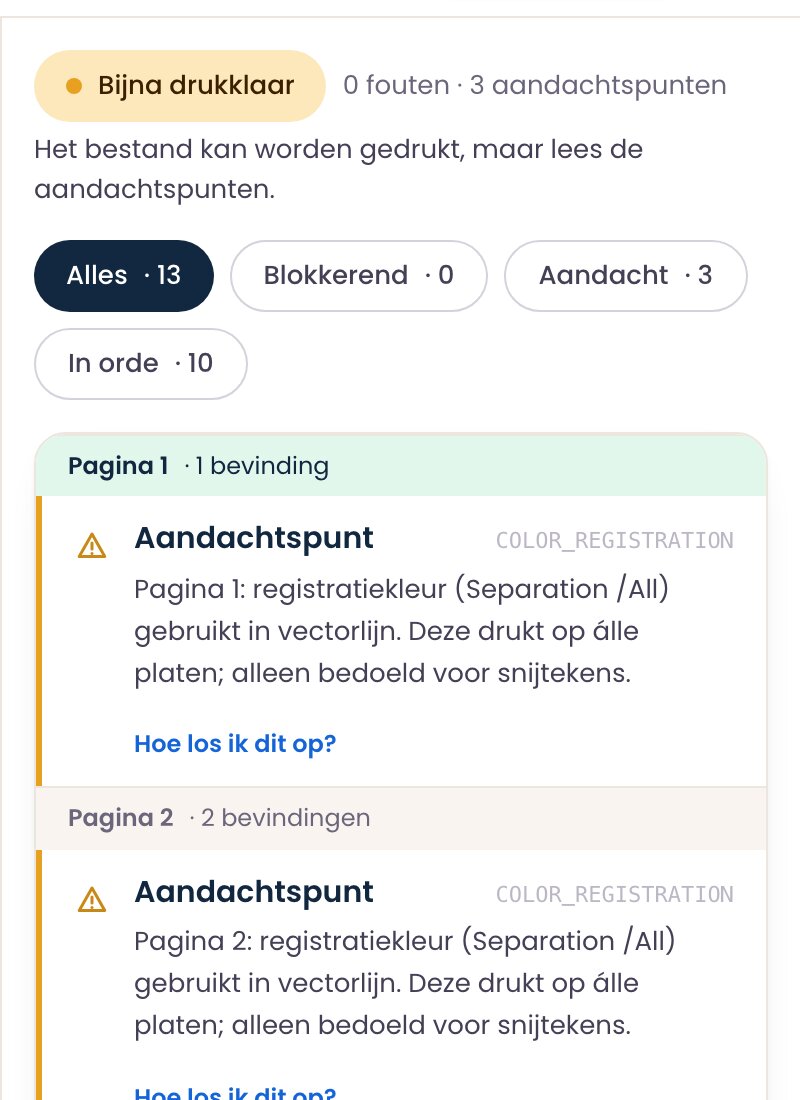 Rapport in de studio van een visitekaartje: aandachtspunten voor registratiekleur en meerkleurig zwart in kleine tekst